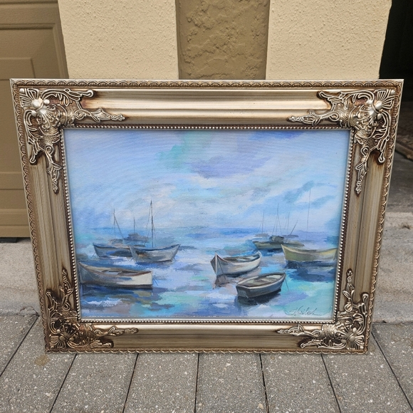 FRAMED BOAT ART ON CANVAS Giclee Canvas WallArt